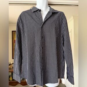 Vince Camuto Black and White Windowpane Button-Up Shirt